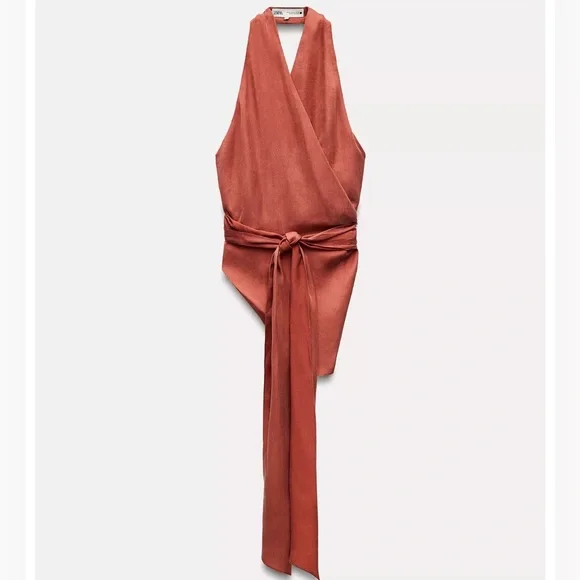 Zara Halter Wrap Top Open Back Adjustable Tie NWT – Fits XS-XXL - Picture 6 of 10